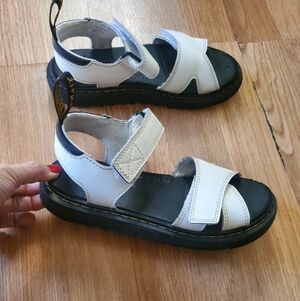 Kids Doc Martens White and Black Sandals, Size 3